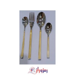 سرویس قاشق و چنگال 24  پارچه یونیک مدل کبریتی طلایی و نقره ای